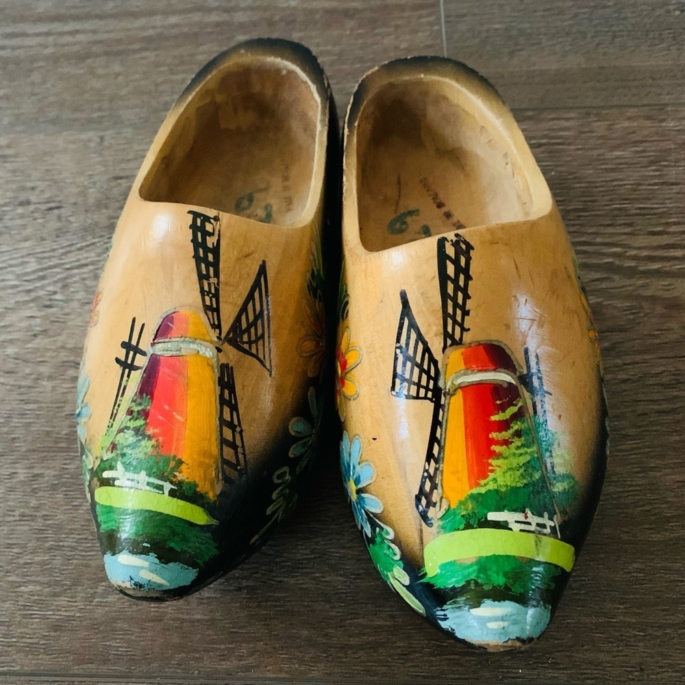 Wooden hand carved shoes